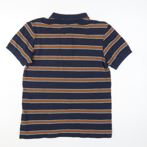 Farah Men's Blue Striped Cotton Polo Shirt Size S