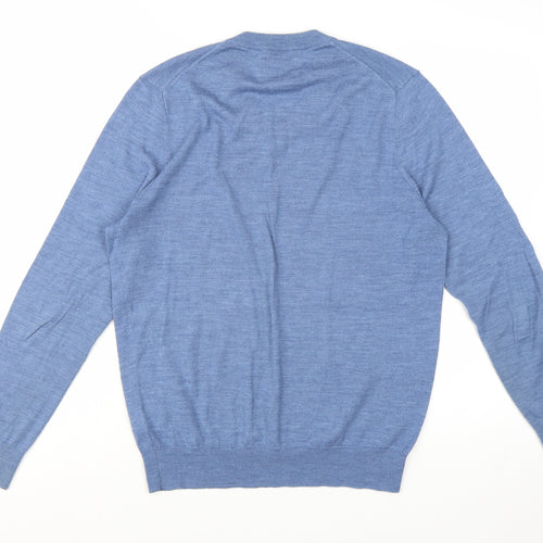 Stefano Conti Men's Blue Wool V-Neck Jumper Size L