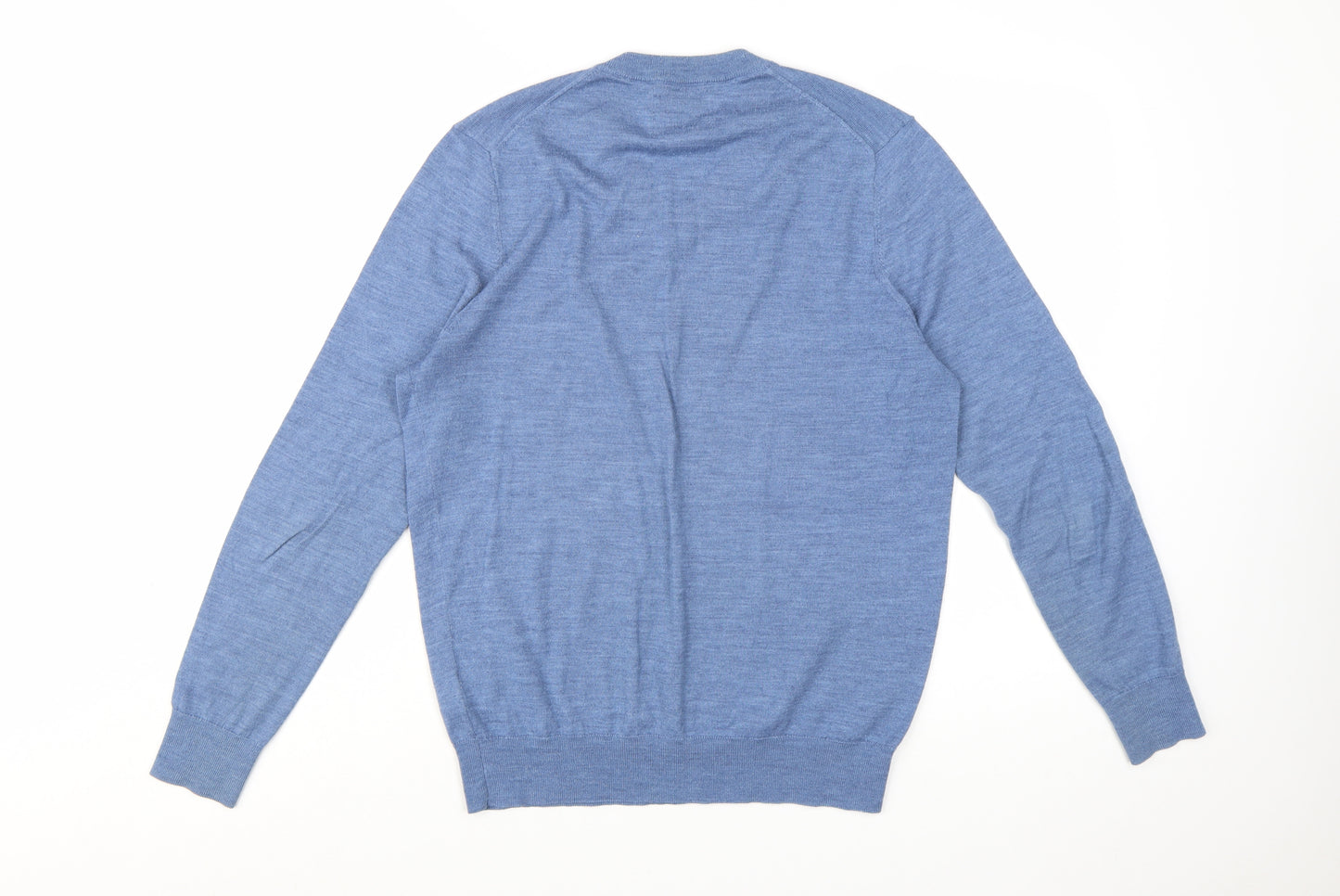 Stefano Conti Men's Blue Wool V-Neck Jumper Size L