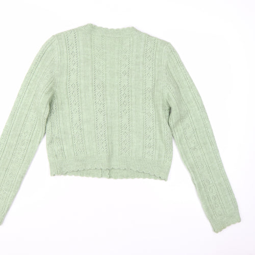 Urban Outfitters Women Green Floral Button Cardigan L Knit V-Neck