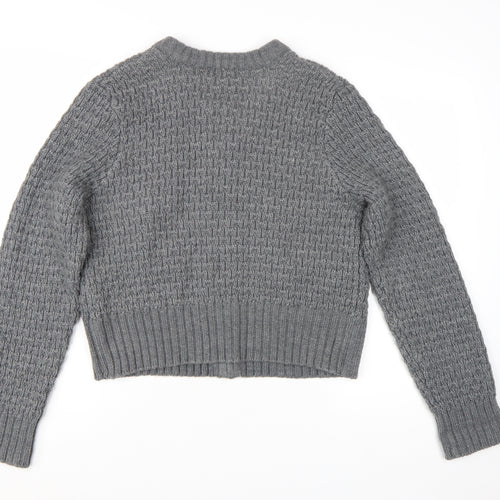 H&M Women's Grey Full Zip Knit Cardigan Size L Classic Style