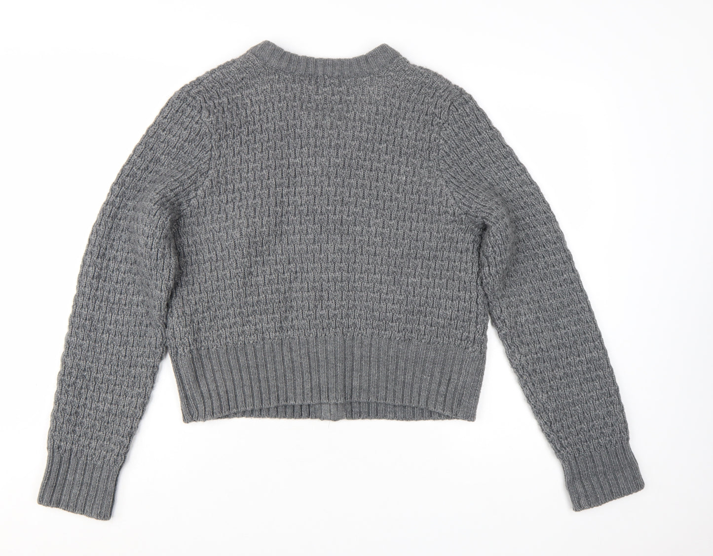 H&M Women's Grey Full Zip Knit Cardigan Size L Classic Style