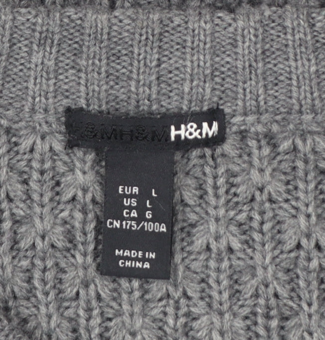 H&M Women's Grey Full Zip Knit Cardigan Size L Classic Style