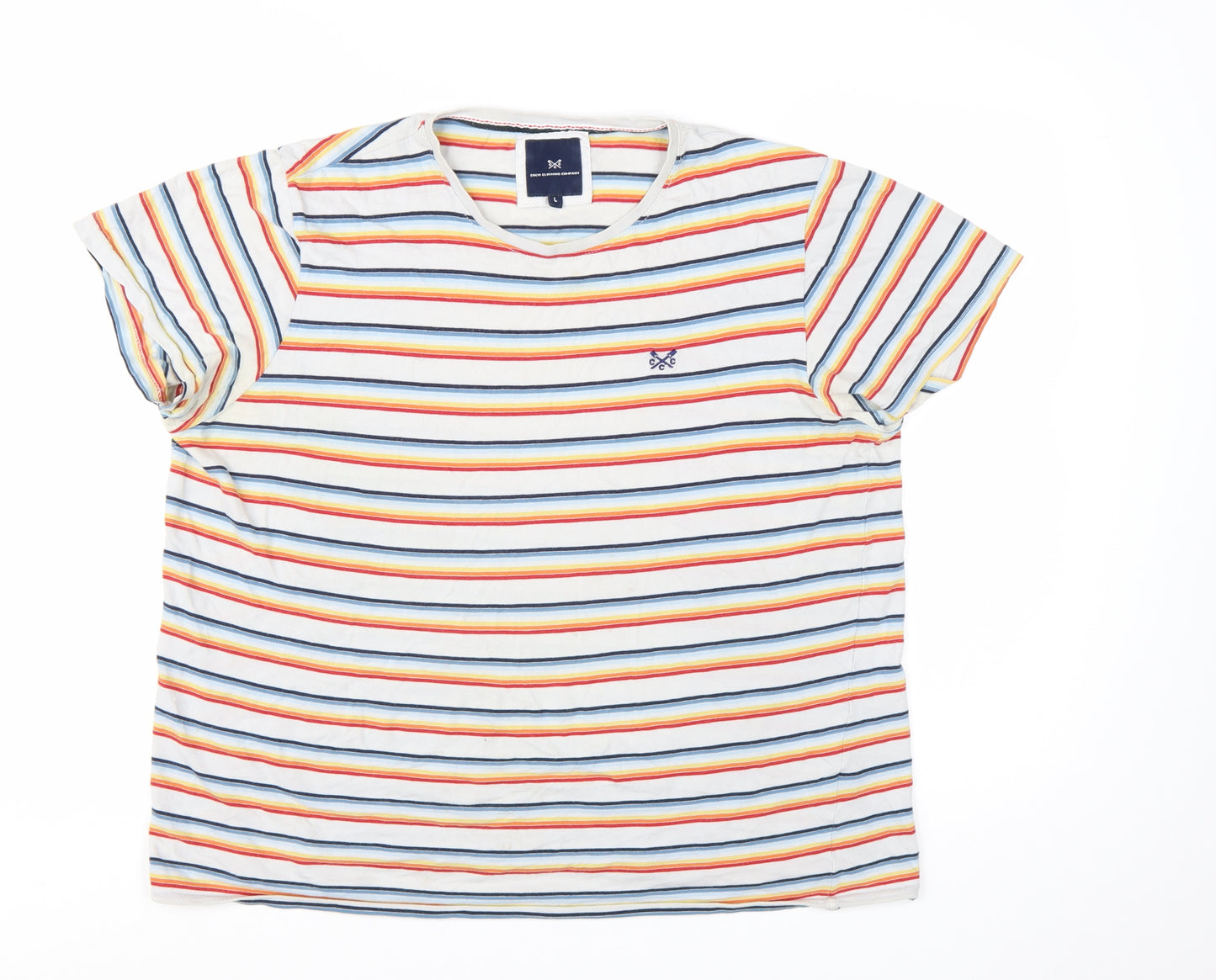 Crew Clothing Company Men's Multicoloured Striped Cotton T-Shirt L