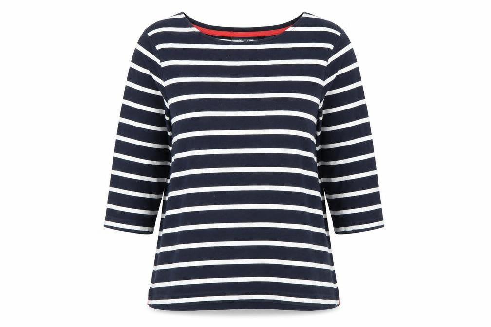 Laura Ashley Women’s Blue Striped 3/4 Sleeve Cotton T-Shirt UK 16