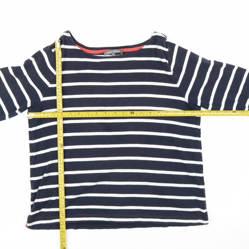 Laura Ashley Women’s Blue Striped 3/4 Sleeve Cotton T-Shirt UK 16