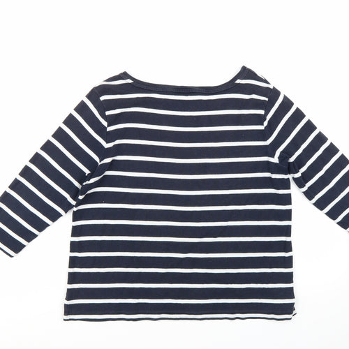 Laura Ashley Women’s Blue Striped 3/4 Sleeve Cotton T-Shirt UK 16