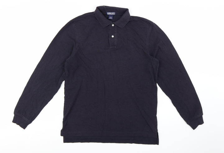Lands' End Men's Black Long Sleeve Cotton Polo Shirt Size M Regular