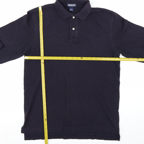 Lands' End Men's Black Long Sleeve Cotton Polo Shirt Size M Regular