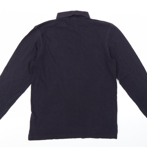 Lands' End Men's Black Long Sleeve Cotton Polo Shirt Size M Regular