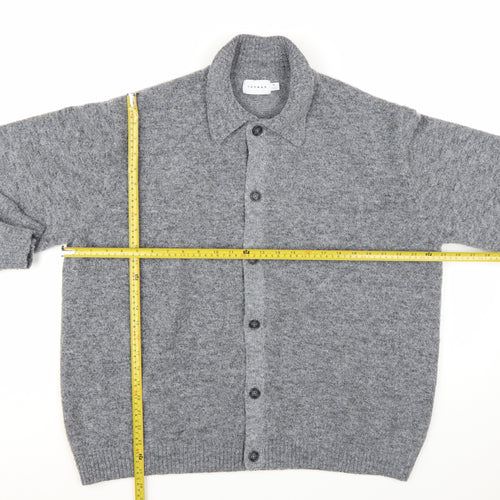 Topman Men’s Grey Collared Button Cardigan XL Regular Fit