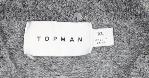 Topman Men’s Grey Collared Button Cardigan XL Regular Fit
