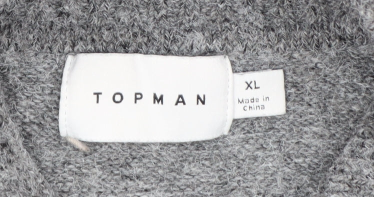 Topman Men’s Grey Collared Button Cardigan XL Regular Fit