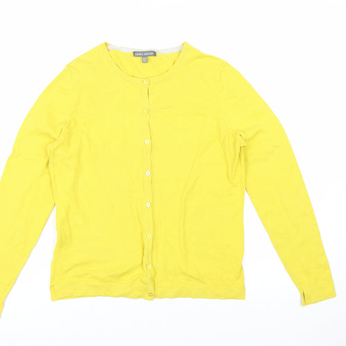 Laura Ashley Women's Yellow Cotton Blend Cardigan UK 10