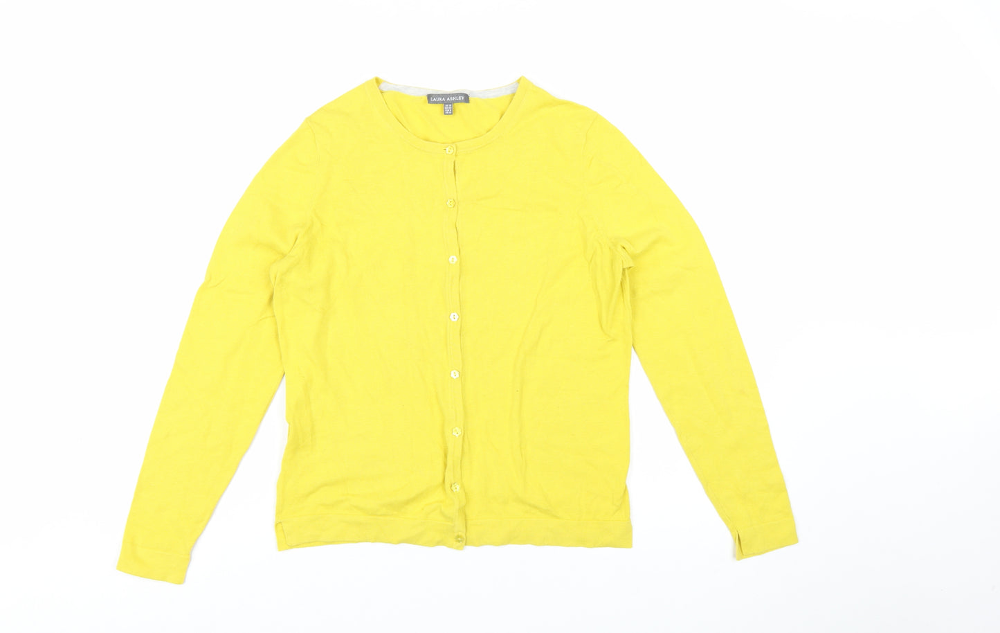 Laura Ashley Women's Yellow Cotton Blend Cardigan UK 10