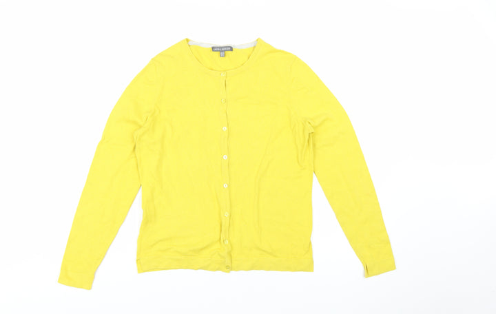 Laura Ashley Women's Yellow Cotton Blend Cardigan UK 10