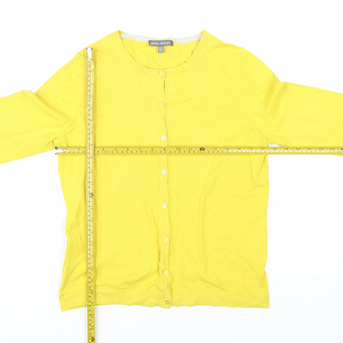 Laura Ashley Women's Yellow Cotton Blend Cardigan UK 10