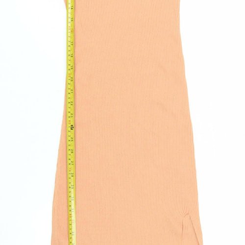 ASOS Women Beige Size 8 Ribbed Bodycon Midi Dress