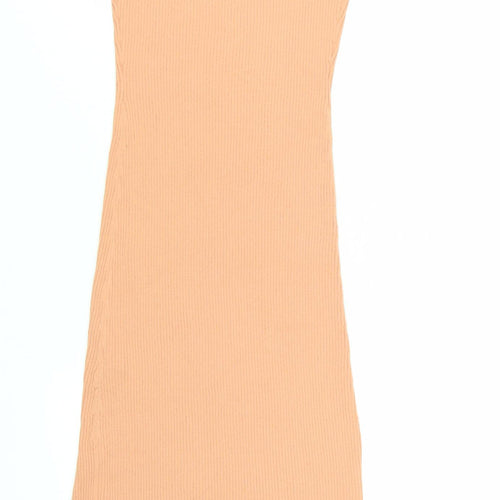 ASOS Women Beige Size 8 Ribbed Bodycon Midi Dress