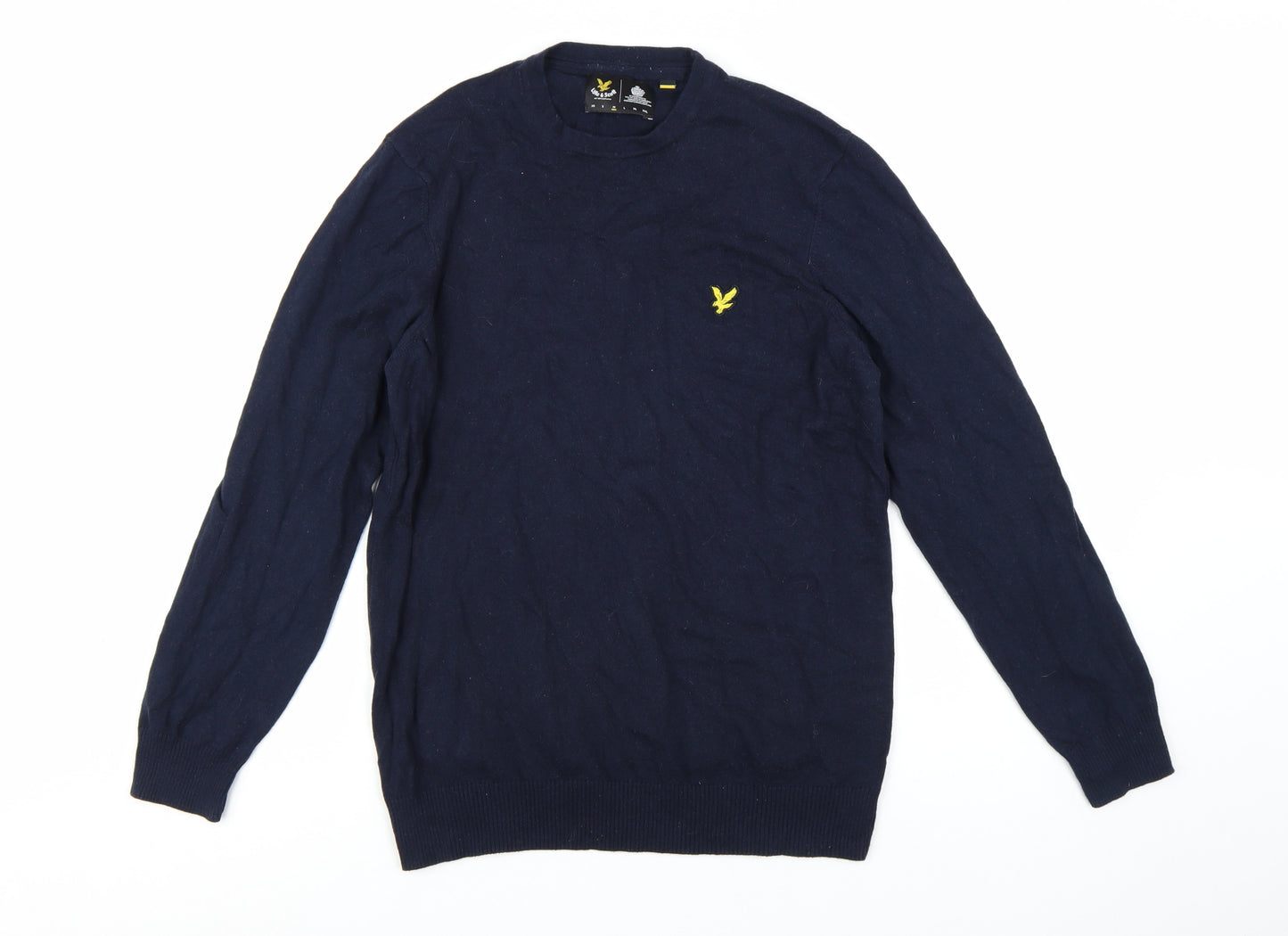 Lyle & Scott Men's Blue Crew Neck Cotton Wool Jumper L