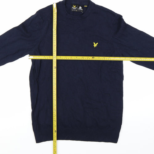 Lyle & Scott Men's Blue Crew Neck Cotton Wool Jumper L