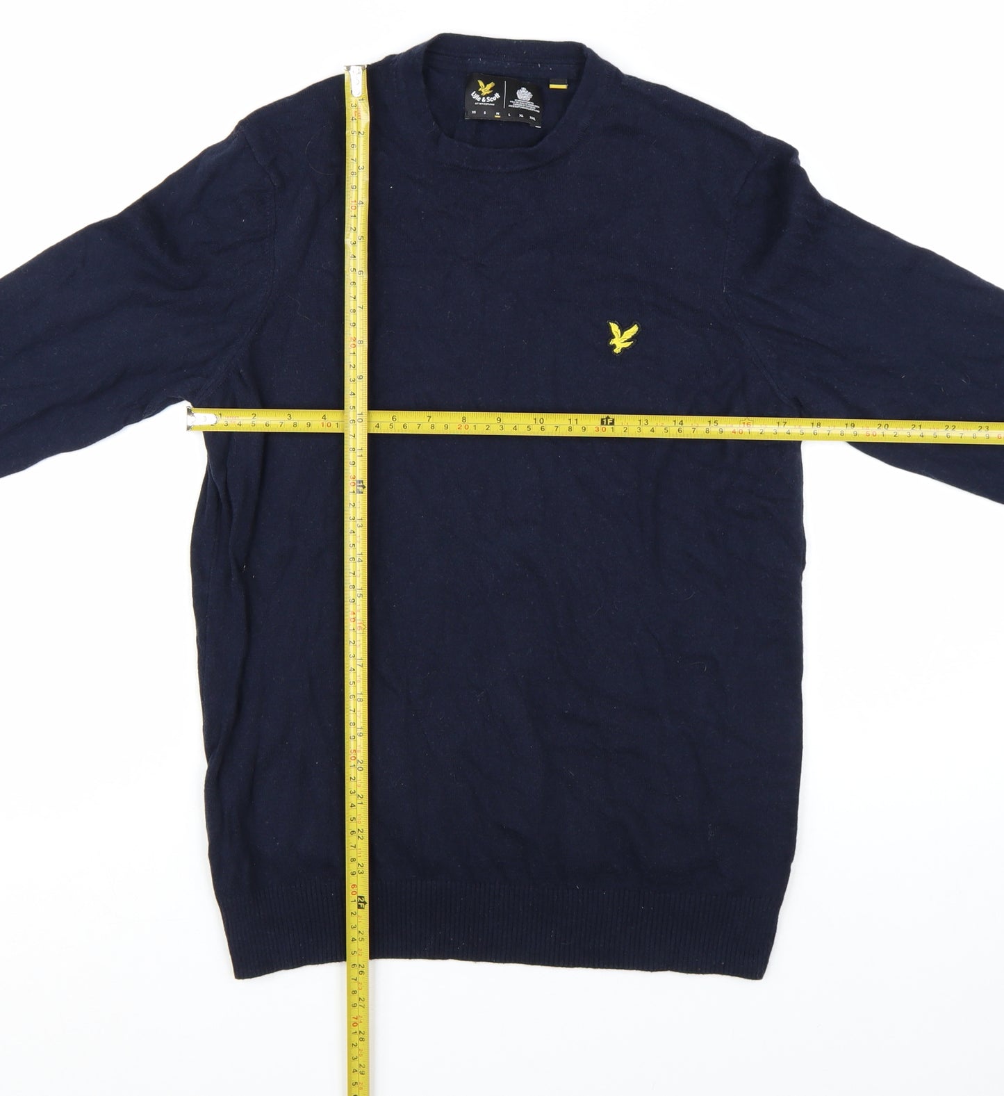 Lyle & Scott Men's Blue Crew Neck Cotton Wool Jumper L