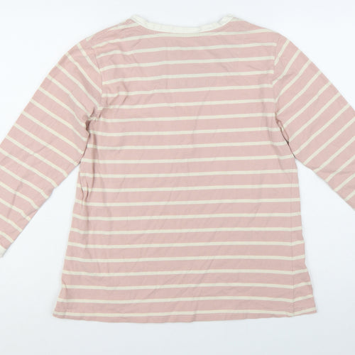 42 Knots Womens Pink Striped Henley 3/4 Sleeve Cotton T-Shirt M