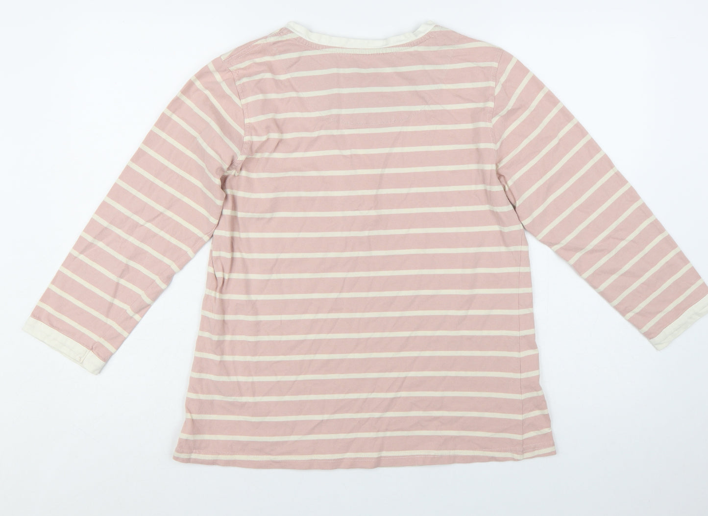 42 Knots Womens Pink Striped Henley 3/4 Sleeve Cotton T-Shirt M