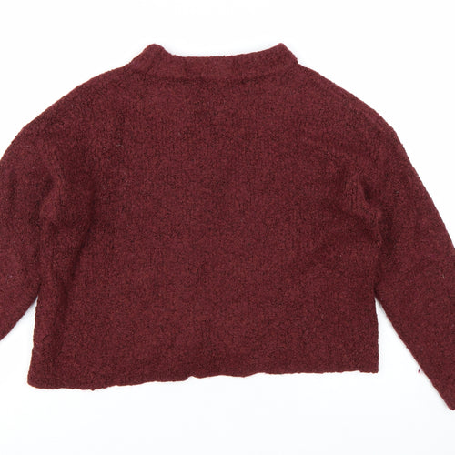 Topshop Women Burgundy Long Sleeve Mock Neck Jumper Size M