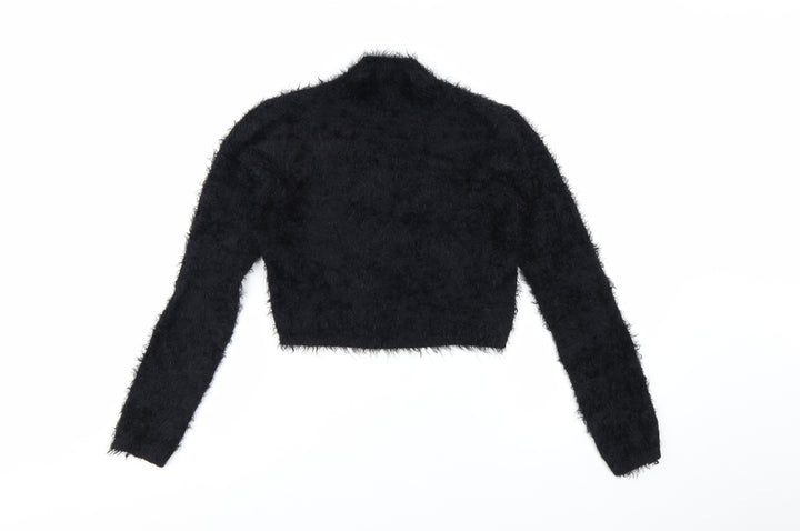Missguided Womens Black Size 8 Fluffy High Neck Cropped Jumper