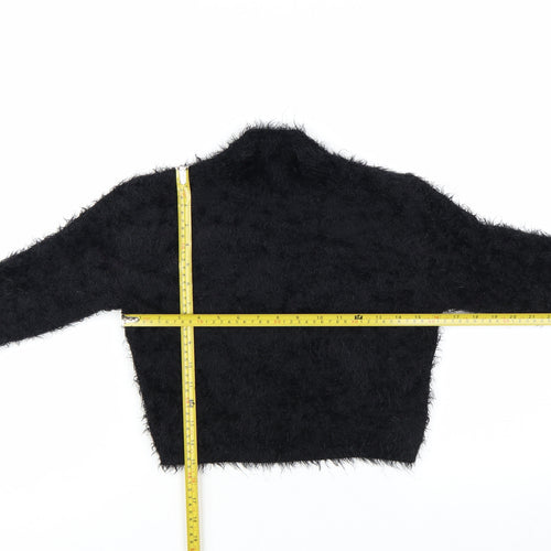 Missguided Womens Black Size 8 Fluffy High Neck Cropped Jumper
