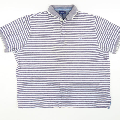Lincoln Men’s Grey Striped Cotton Polo Shirt XL