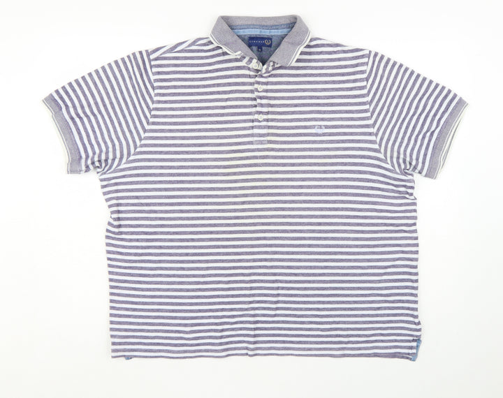 Lincoln Men’s Grey Striped Cotton Polo Shirt XL