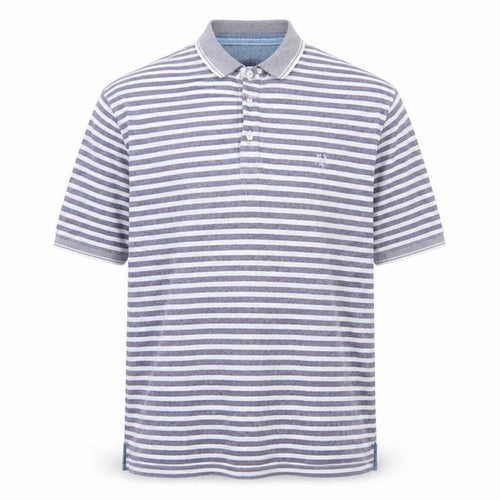 Lincoln Men’s Grey Striped Cotton Polo Shirt XL