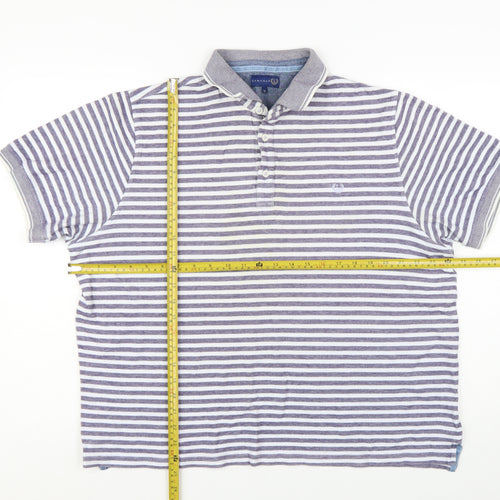 Lincoln Men’s Grey Striped Cotton Polo Shirt XL