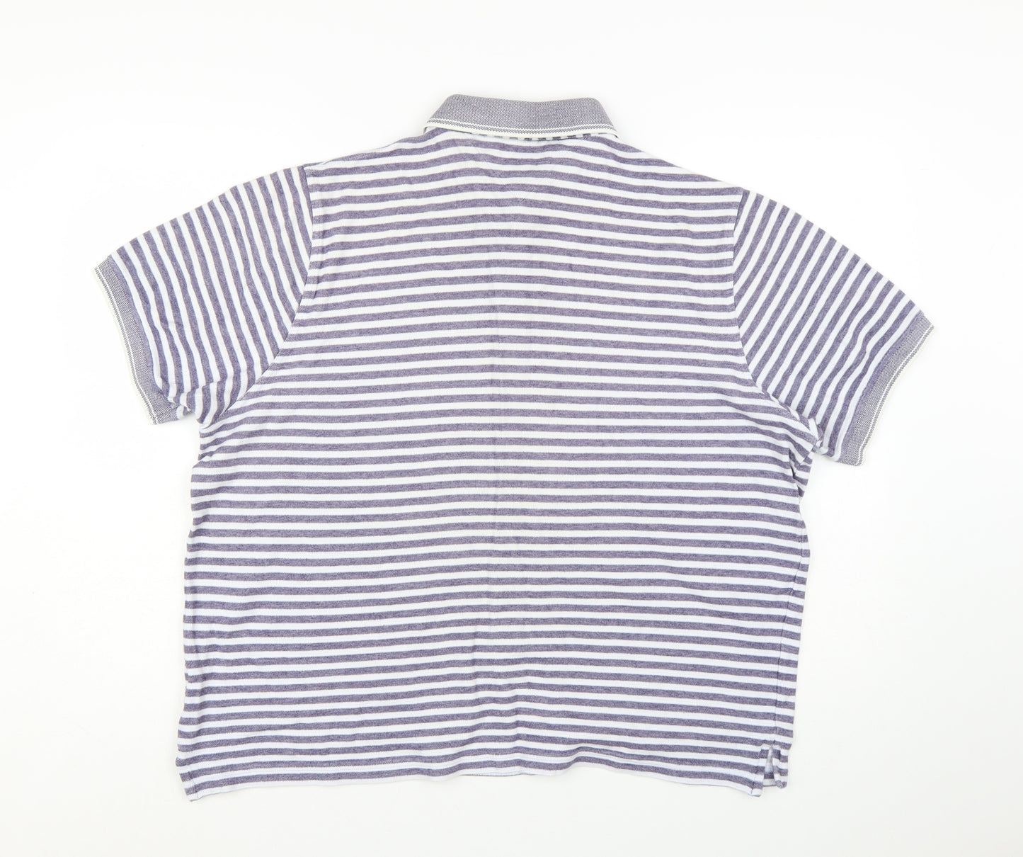 Lincoln Men’s Grey Striped Cotton Polo Shirt XL