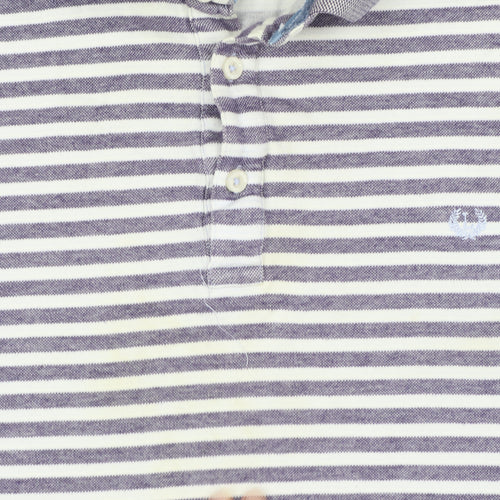 Lincoln Men’s Grey Striped Cotton Polo Shirt XL