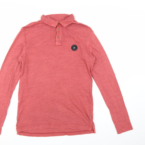 Quiksilver Men's Red Long Sleeve Cotton Polo Shirt Size S