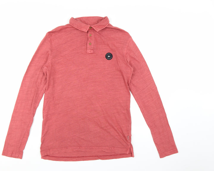Quiksilver Men's Red Long Sleeve Cotton Polo Shirt Size S