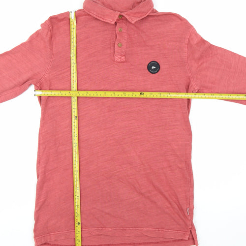 Quiksilver Men's Red Long Sleeve Cotton Polo Shirt Size S