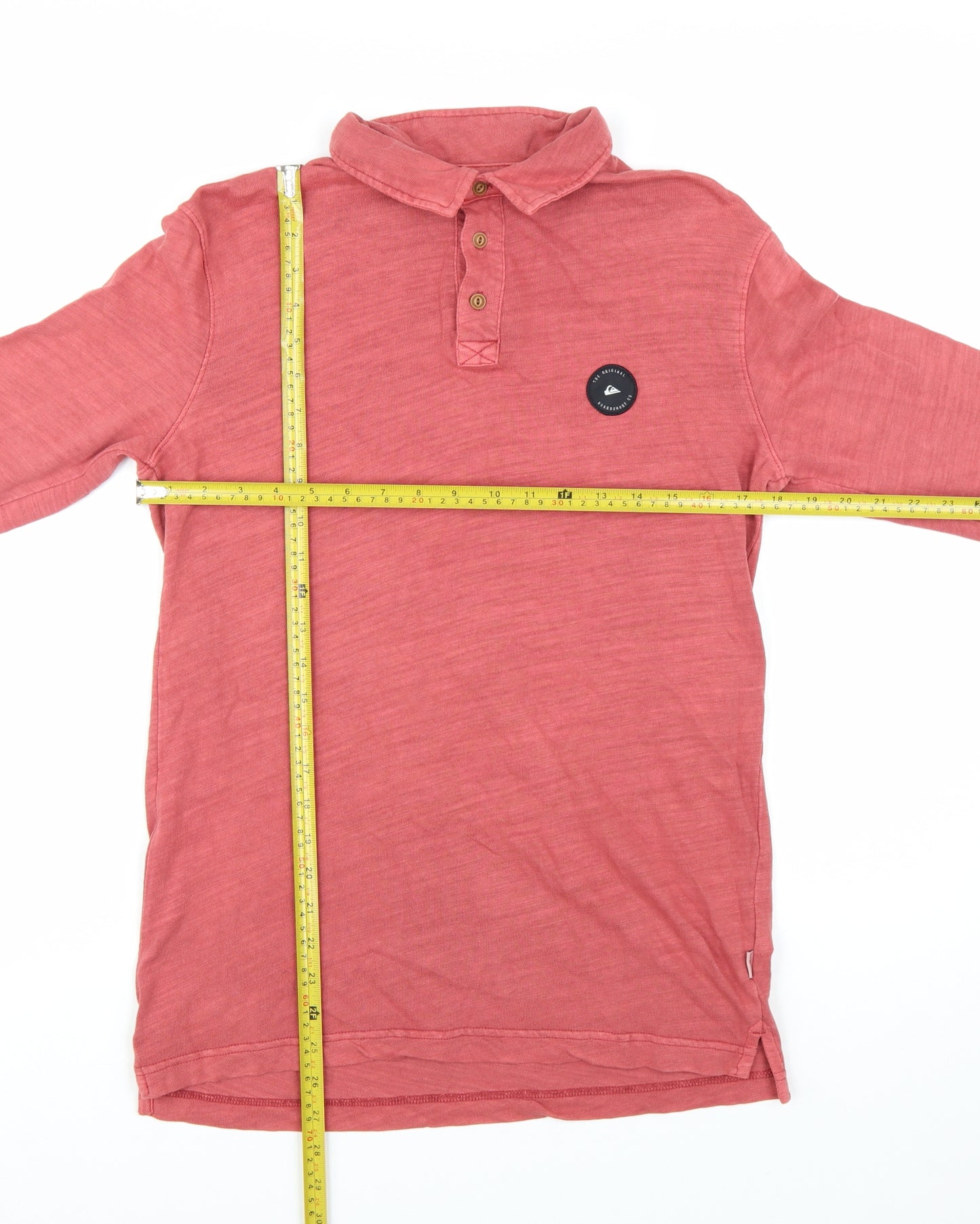 Quiksilver Men's Red Long Sleeve Cotton Polo Shirt Size S