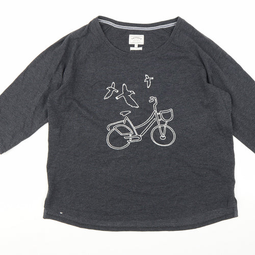FatFace Womens Grey Embroidered 3/4 Sleeve Jersey T-Shirt Size 18