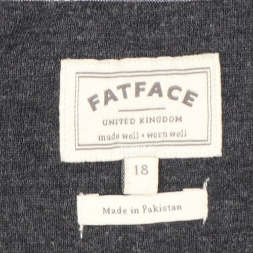 FatFace Womens Grey Embroidered 3/4 Sleeve Jersey T-Shirt Size 18
