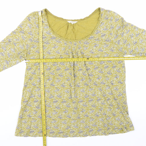 White Stuff Women’s Green Floral 3/4 Sleeve Cotton Tunic Blouse UK 16