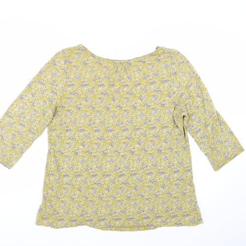 White Stuff Women’s Green Floral 3/4 Sleeve Cotton Tunic Blouse UK 16