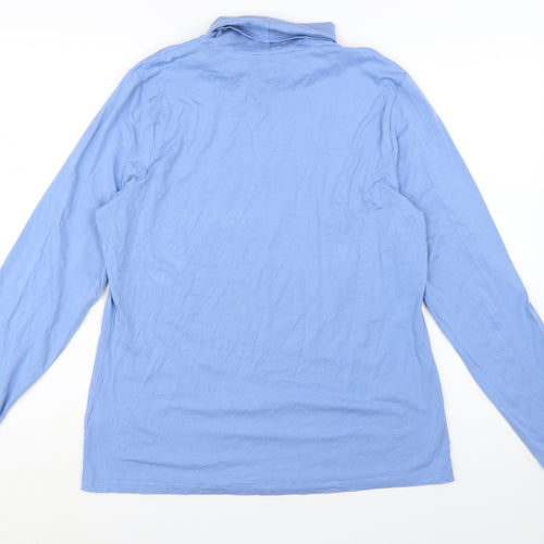 Lands' End Women's Blue Roll Neck Long Sleeve Cotton Top Size L