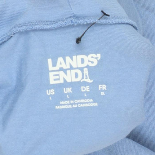 Lands' End Women's Blue Roll Neck Long Sleeve Cotton Top Size L