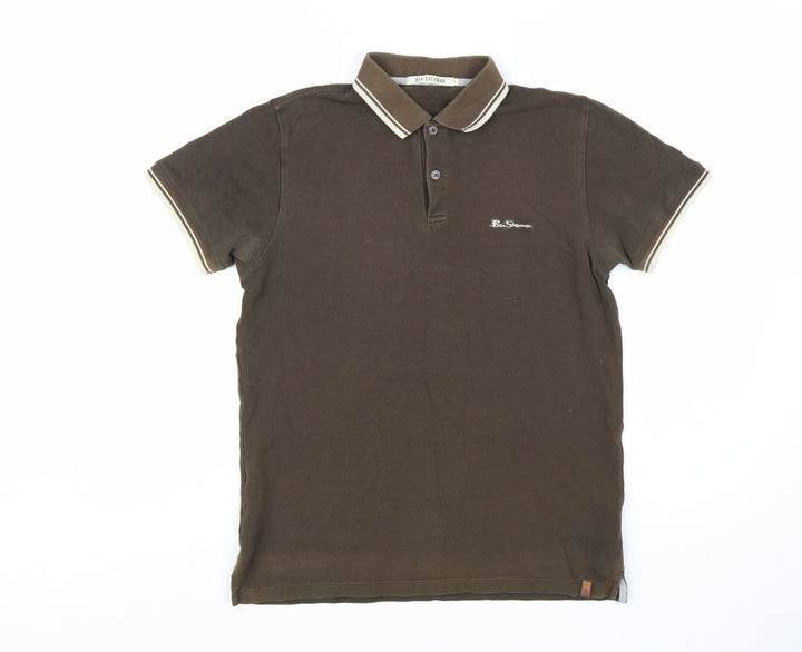 Ben Sherman Men's Brown Cotton Short Sleeve Polo Shirt M