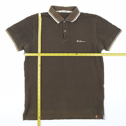 Ben Sherman Men's Brown Cotton Short Sleeve Polo Shirt M