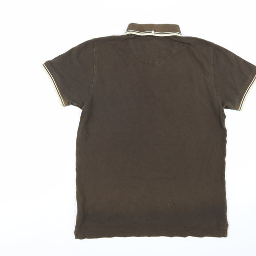 Ben Sherman Men's Brown Cotton Short Sleeve Polo Shirt M